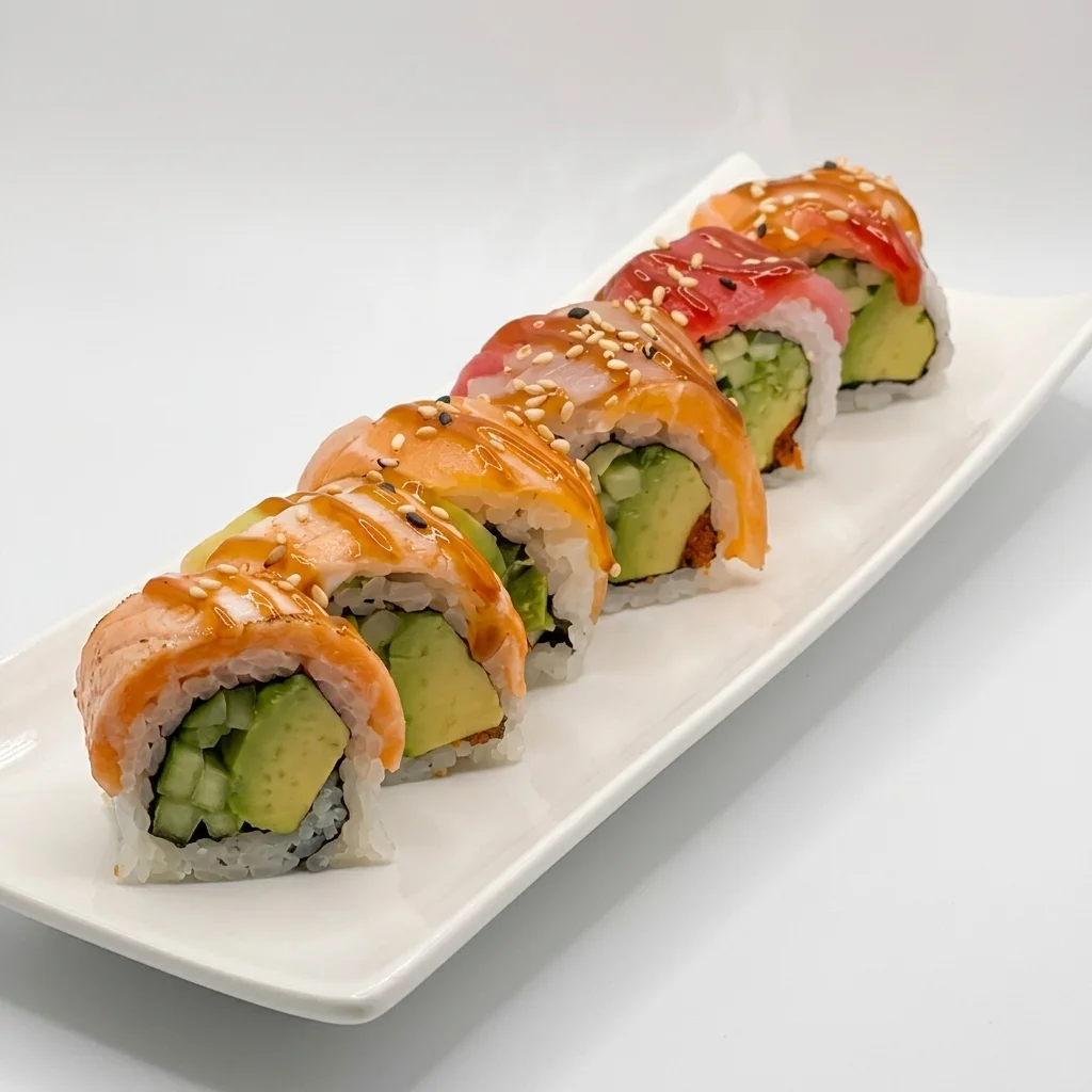 Sushi pizza and teriyaki specialties at Sushi Kuni on Provencher Blvd, Winnipeg