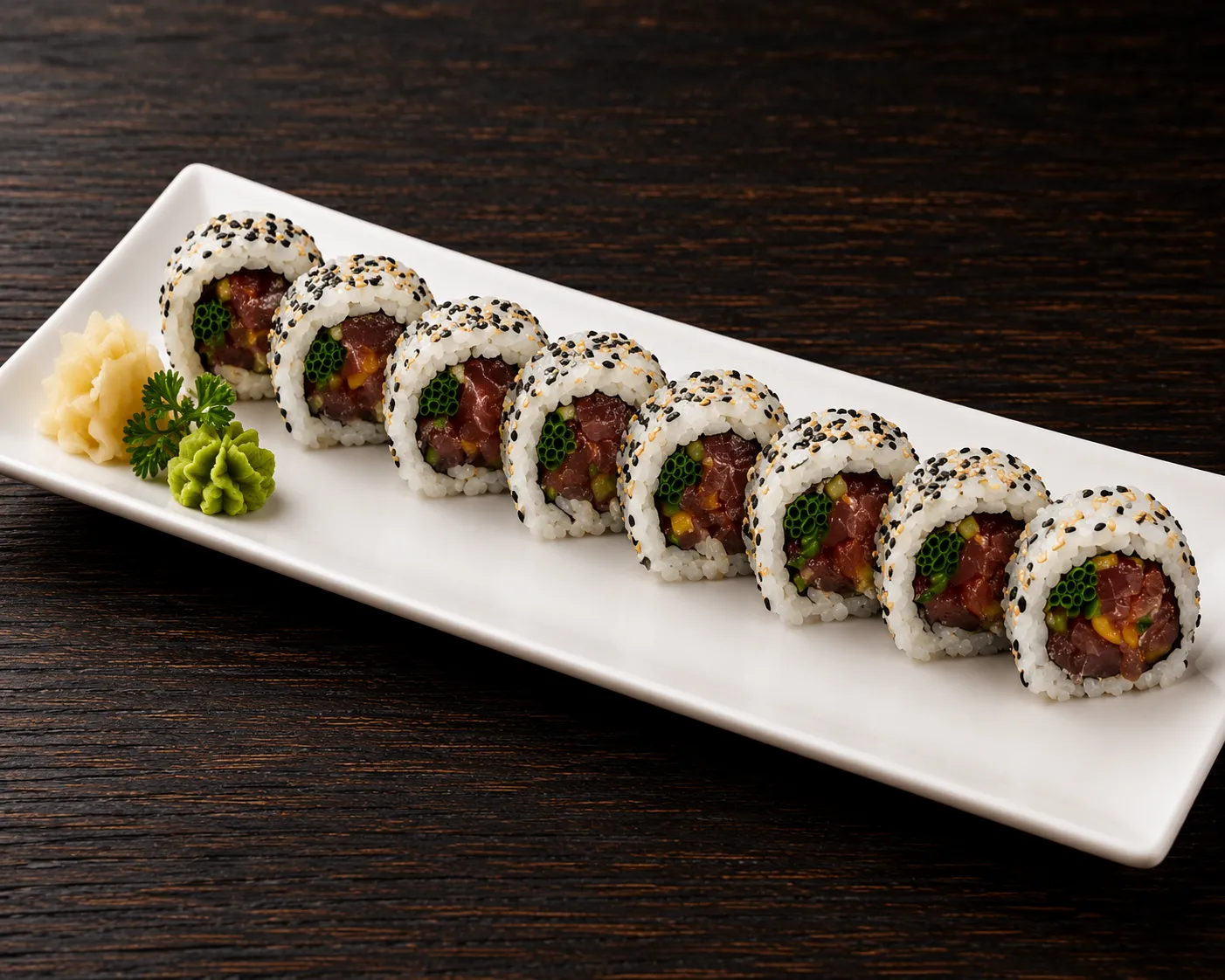 Sushi pizza and teriyaki specialties at Sushi Kuni on Provencher Blvd, Winnipeg