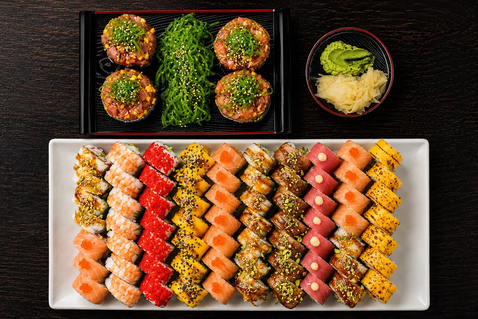 Small Roll Tray B with 4 sushi rolls and 26 pieces at Sushi Kuni St. Boniface Winnipeg