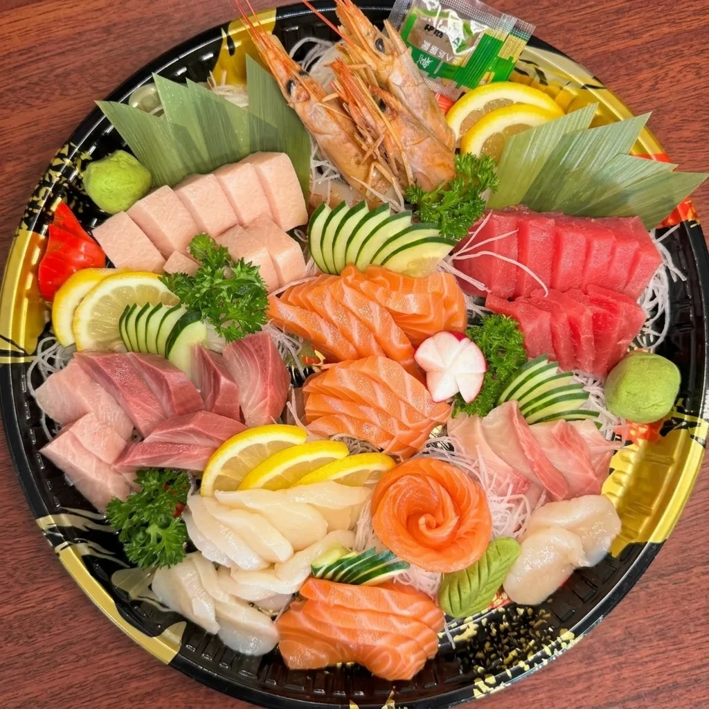 Sashimi platter with assorted fresh sashimi at Sushi Kuni Japanese restaurant St. Boniface Winnipeg